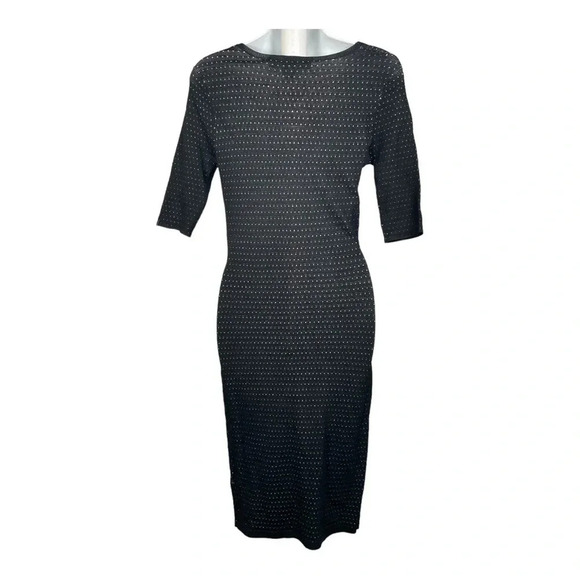 NWT French Connection Black Knit Bodycon Textured Dress Size 6 - Picture 3 of 6